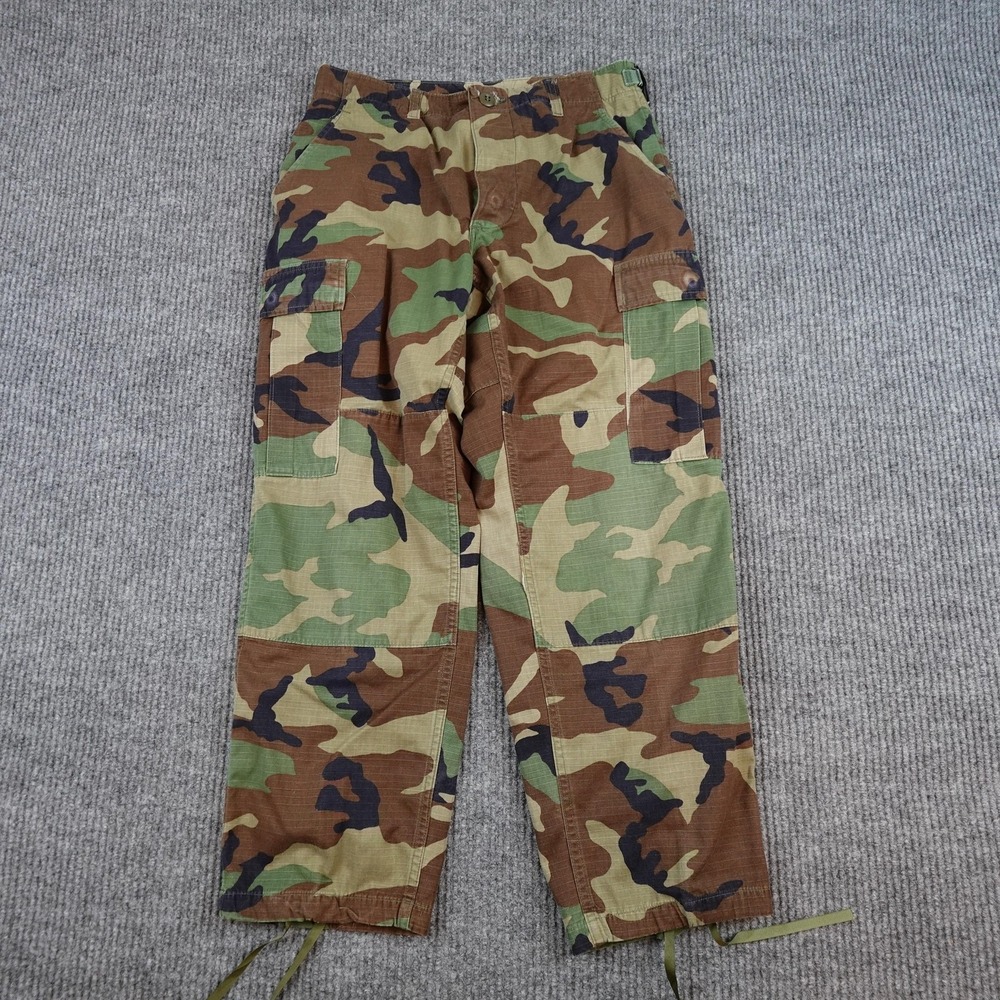 Vintage Caribbean Needle Point Woodland Camo BDU Cargo Pants Mens 30x26 Small